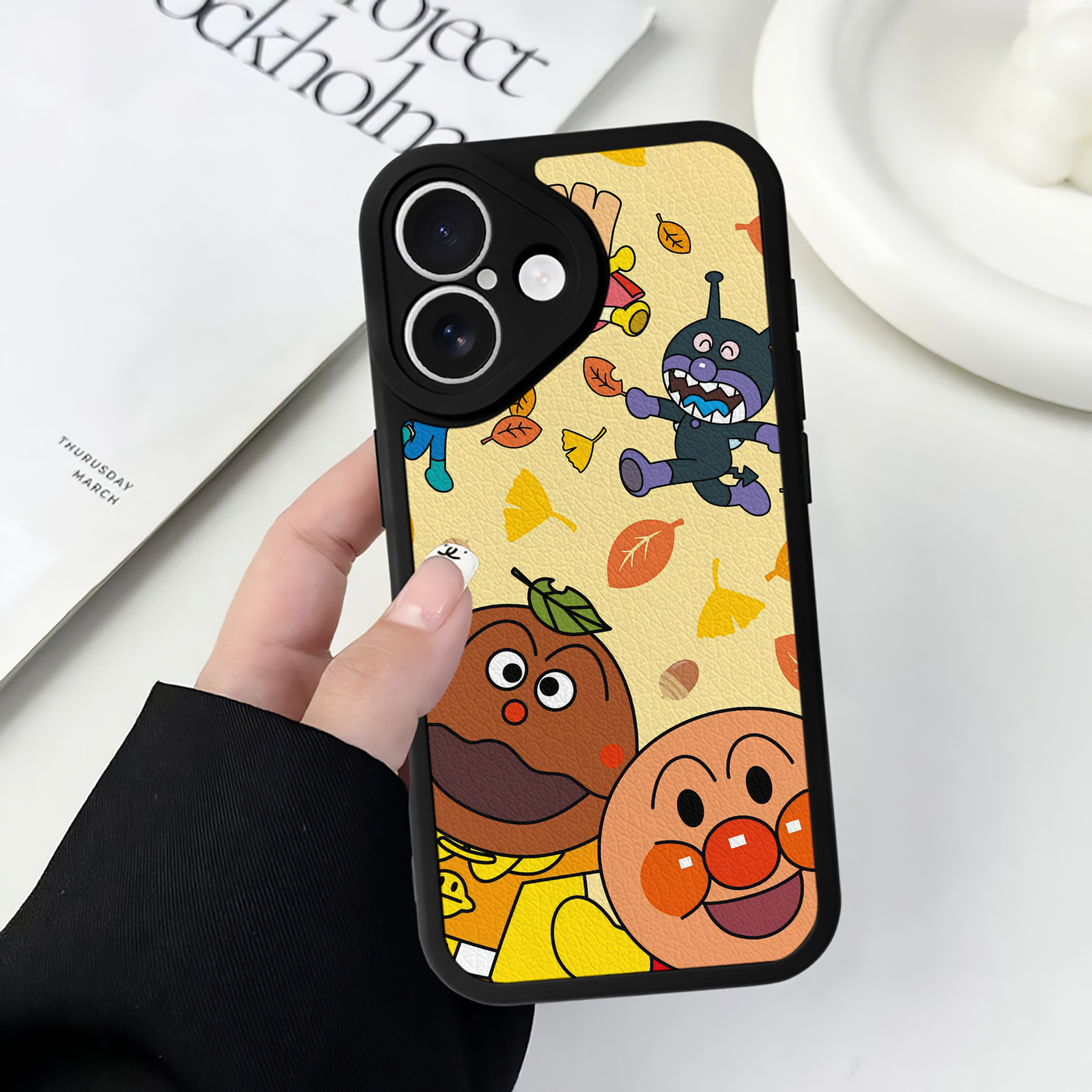 （画像用） アンパンマン Anpanman 【iPhone 16シリーズ対応】シリコンスマホケース（レザー調） 材質：シリコン